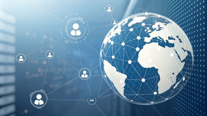 Global Network Person Icon Composition, Blue Globe, Digital Connectivity, Global Network, Connectivity, Digital Global Network, Connectivity