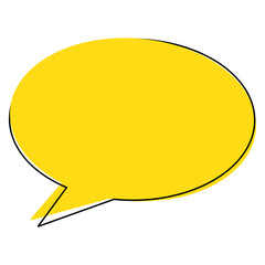 Yellow Speech Bubble Icon, Isolated on White