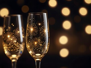 champagne glasses on christmas background
