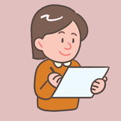 Illustration of a woman checking documents