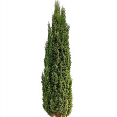 A Tall Slender Evergreen Tree Isolated On White