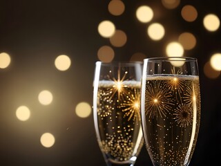 A luxury champagne glasses with champagne