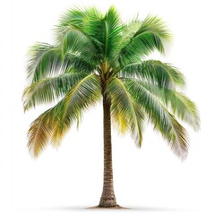 Fototapeta premium A single lush green coconut palm tree isolated