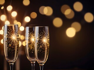 champagne glasses on christmas background