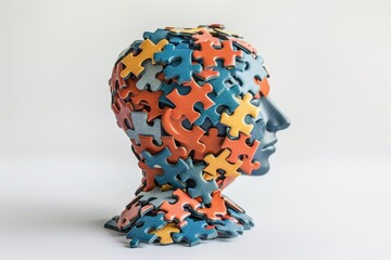 Exploring alzheimer s, dementia, epilepsy, and autism through a colorful puzzle head silhouette