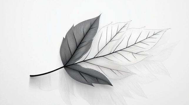 A hand drawn illustration of a leaf with intricate details and delicate lines, representing a personalized touch and a commitment to environmental awareness.