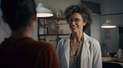 Fototapeta premium Smiling female doctor consulting with a patient in a clinic.