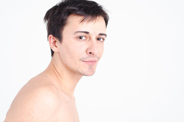 Naklejka premium Young attractive man dancing in the studio.