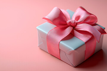 Obraz premium Valentine's day gift. Happy Mother's Day, birthday, International women's day banner template, Banner design with present box and hearts on red background. 