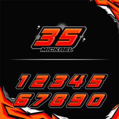 vector racing numbers for drag motorbikes and cars	