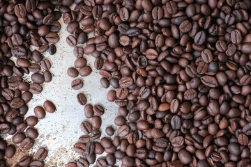 Roasted coffee beans for background