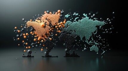 A dynamic world map where dots pulsate and change color based on real time data feeds, visualizing global events, social media activity, or financial market fluctuations.