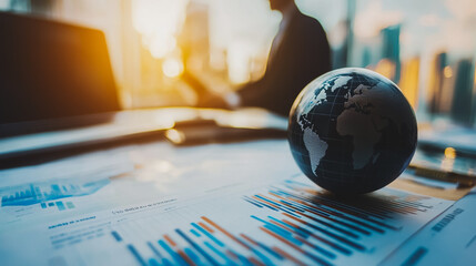 Abstract business Financial charts show a significant increase in profits in the stock market.This is driven by higher interest rates and continued growth. In the innovation world network of financial