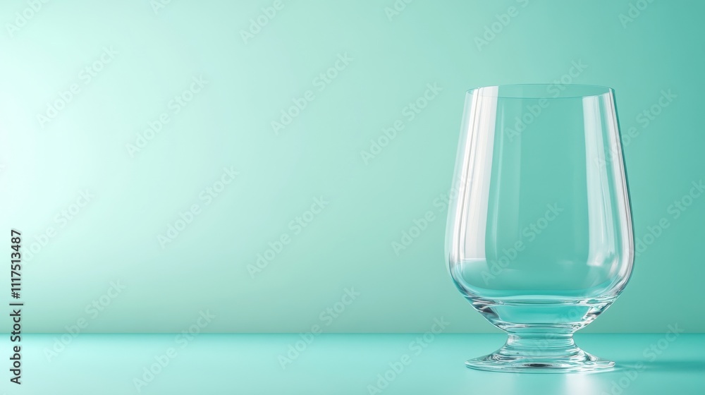 Poster empty glass of water on simple background with soft color tones