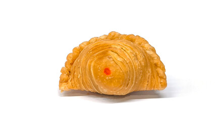 curry puff pastry isolated on white background. Snacks in Thailand. Bean Paste Pastries