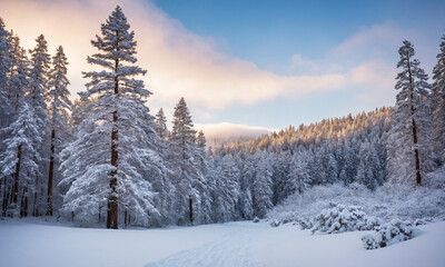 Obraz premium 겨울산 소나무에 눈내린풍경 멋짐