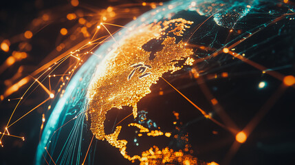 Abstract business Financial charts show a significant increase in profits in the stock market.This is driven by higher interest rates and continued growth. In the innovation world network of financial