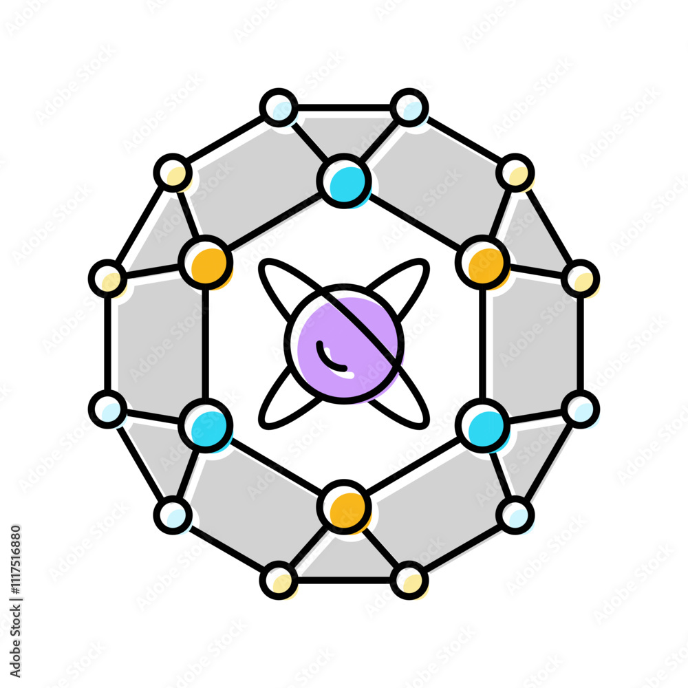 Poster simulation quantum technology color icon vector. simulation quantum technology sign. isolated symbol