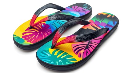 Colorful Tropical Print Flip-flops