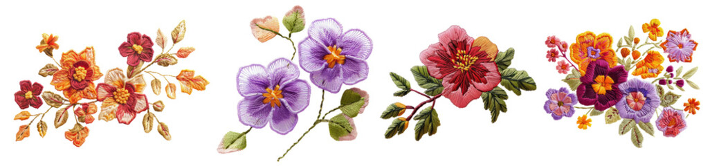 Colorful Floral Arrangements Collection Isolated Transparent Background PNG Image