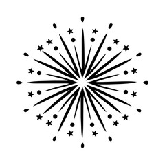 fireworks silhouette, new year vector icon - silhouette vector art of fireworks, symbolizing new year celebrations. new year silhouette.