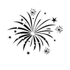 fireworks in sky silhouette, new year vector icon - silhouette vector art of fireworks in sky, symbolizing new year celebrations. new year silhouette.