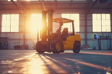 Forklift loader in warehouse  efficient product distribution and logistics operations