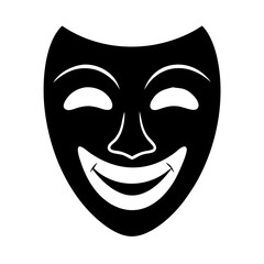 happy face mask silhouette, new year vector icon - silhouette vector art of happy face mask, symbolizing new year celebrations. new year silhouette.