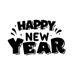 happy new year text silhouette, new year vector icon - silhouette vector art of happy new year text, symbolizing new year celebrations. new year silhouette.