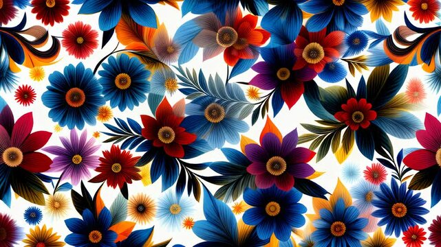 A colorful floral pattern with a white background