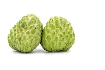 Sugar apple isolated on white background, exotic tropical Thai annona or cherimoya fruit, healthy food.