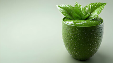 Refreshing Green Smoothie 3D Illustration with Mint Leaves