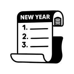 new year s resolution list silhouette, new year vector icon - silhouette vector art of new year s resolution list, symbolizing new year celebrations. new year silhouette.