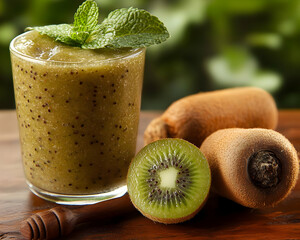 Refreshing Kiwi Smoothie Recipe-Green Kiwi Mint Illustration