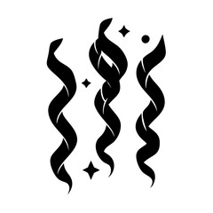 streamers silhouette, new year vector icon - silhouette vector art of streamers, symbolizing new year celebrations. new year silhouette.