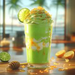 Refreshing Lime Honey Smoothie 3D Illustration