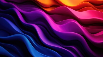 Obraz premium A vibrant wave pattern featuring gradients of purple, pink, orange, and blue, creating a dynamic and visually striking abstract design.