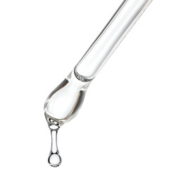 serum droplet falling from a glass dropper