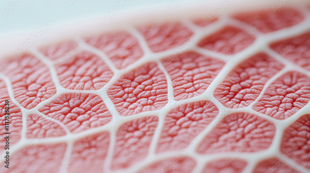 Poster close-up of intricate cellular pattern showcasing nature's design in vivid pink hues.