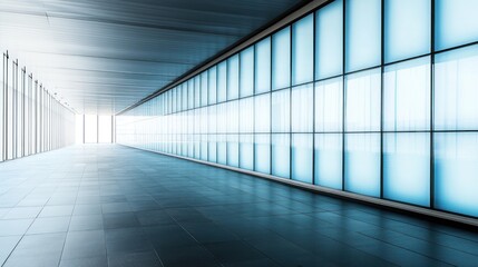 Modern glass walled corridor interior design architecture