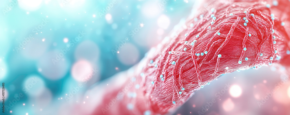 Poster close-up view of a cellular structure, showcasing intricate details and vibrant colors.