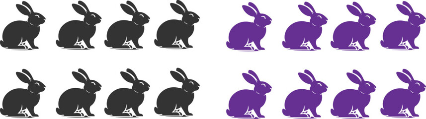 Set of black rabbits silhouettes illustration Free
