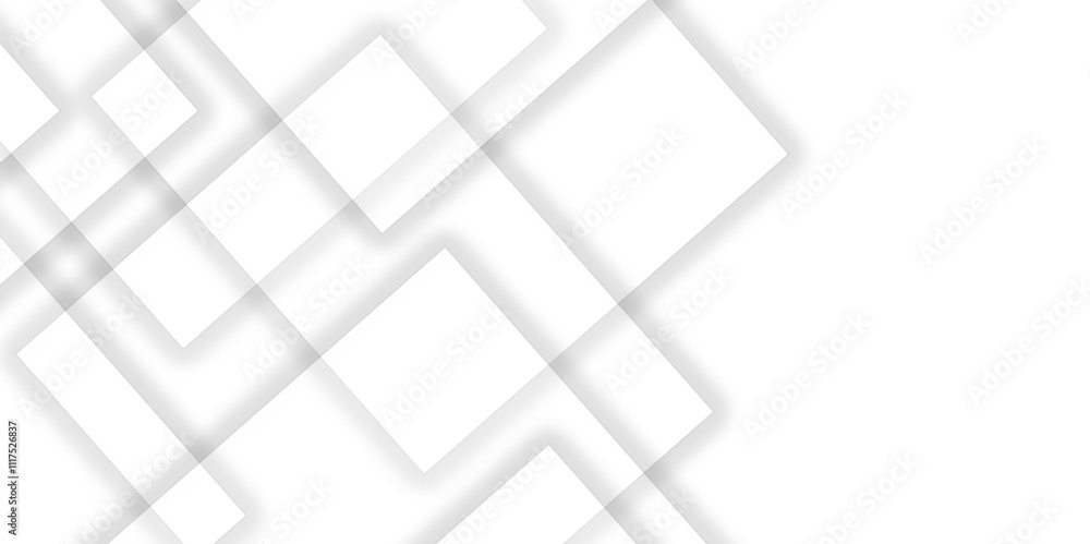 Poster abstract white background design with layers of textured white transparent material in triangle and 