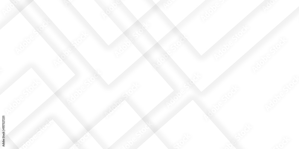 Poster abstract white background design with layers of textured white transparent material in triangle and 