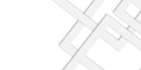 White abstract geometric background with white paper sheets soars as abstract spaces with rectangles, parallel stripes, perspective, shadows in simple strict modern material in triangle and square.	