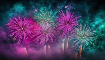 Colorful fireworks display illuminating the night sky.