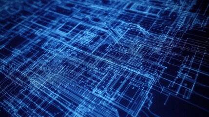 Fototapeta premium Abstract blue circuit board background. Technology concept.