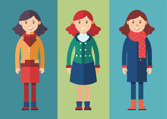 Obraz premium woman in different outfits for different seasons vector illustration graphic design art