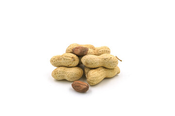 Peanuts on white background. High protein food. Contains many minerals.