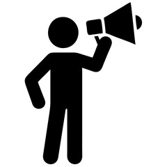 Fototapeta premium Business icon of a person with a megaphone in a promotional mood